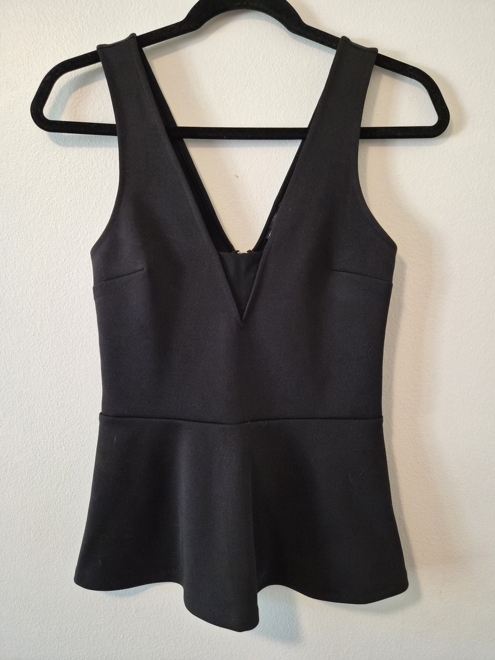 Express Black V-Neck Peplum Deep V Neck Tank Top Size XS